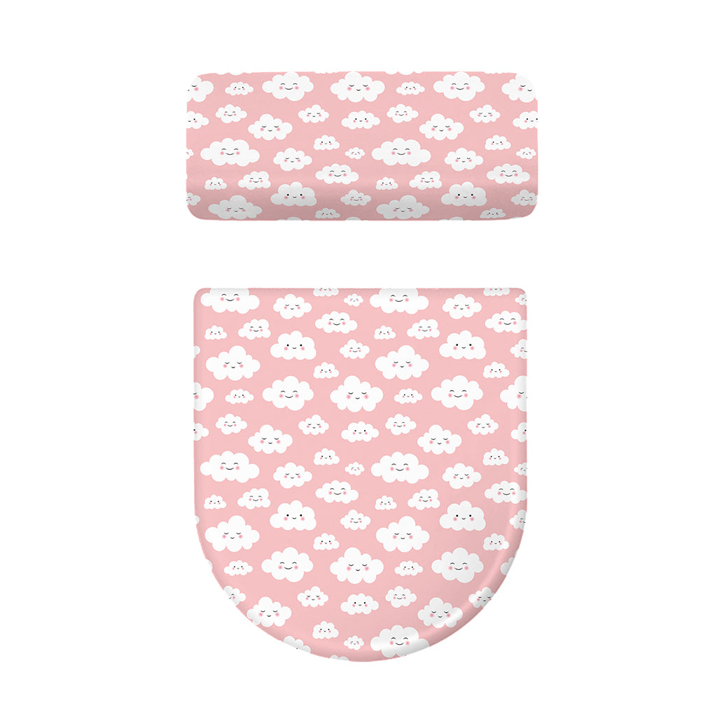 Cute Cloud Pattern Print Toilet Lid And Tank Cover Set