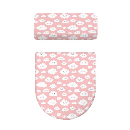Cute Cloud Pattern Print Toilet Lid And Tank Cover Set