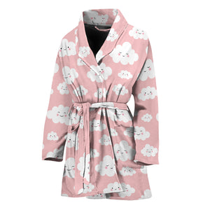 Cute Cloud Pattern Print Women's Bathrobe