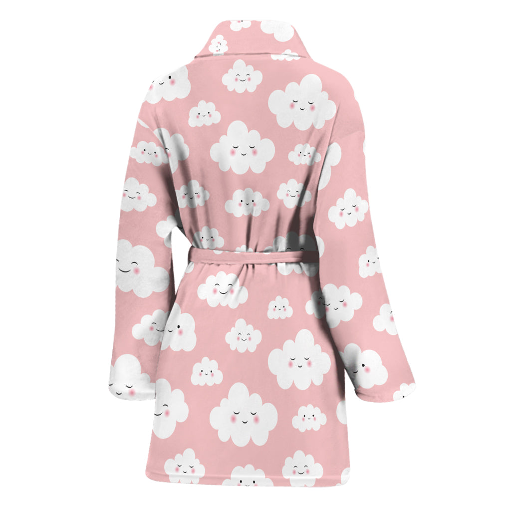 Cute Cloud Pattern Print Women's Bathrobe