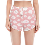 Cute Cloud Pattern Print Women's Split Running Shorts