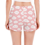 Cute Cloud Pattern Print Women's Split Running Shorts