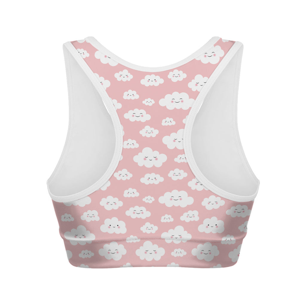 Cute Cloud Pattern Print Women's Sports Bra