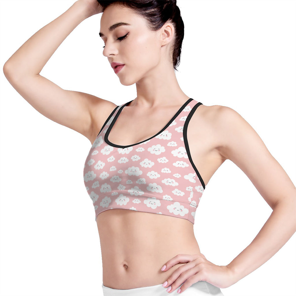 Cute Cloud Pattern Print Women's Sports Bra