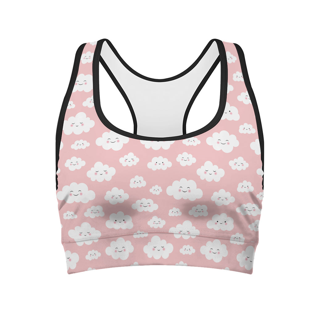 Cute Cloud Pattern Print Women's Sports Bra