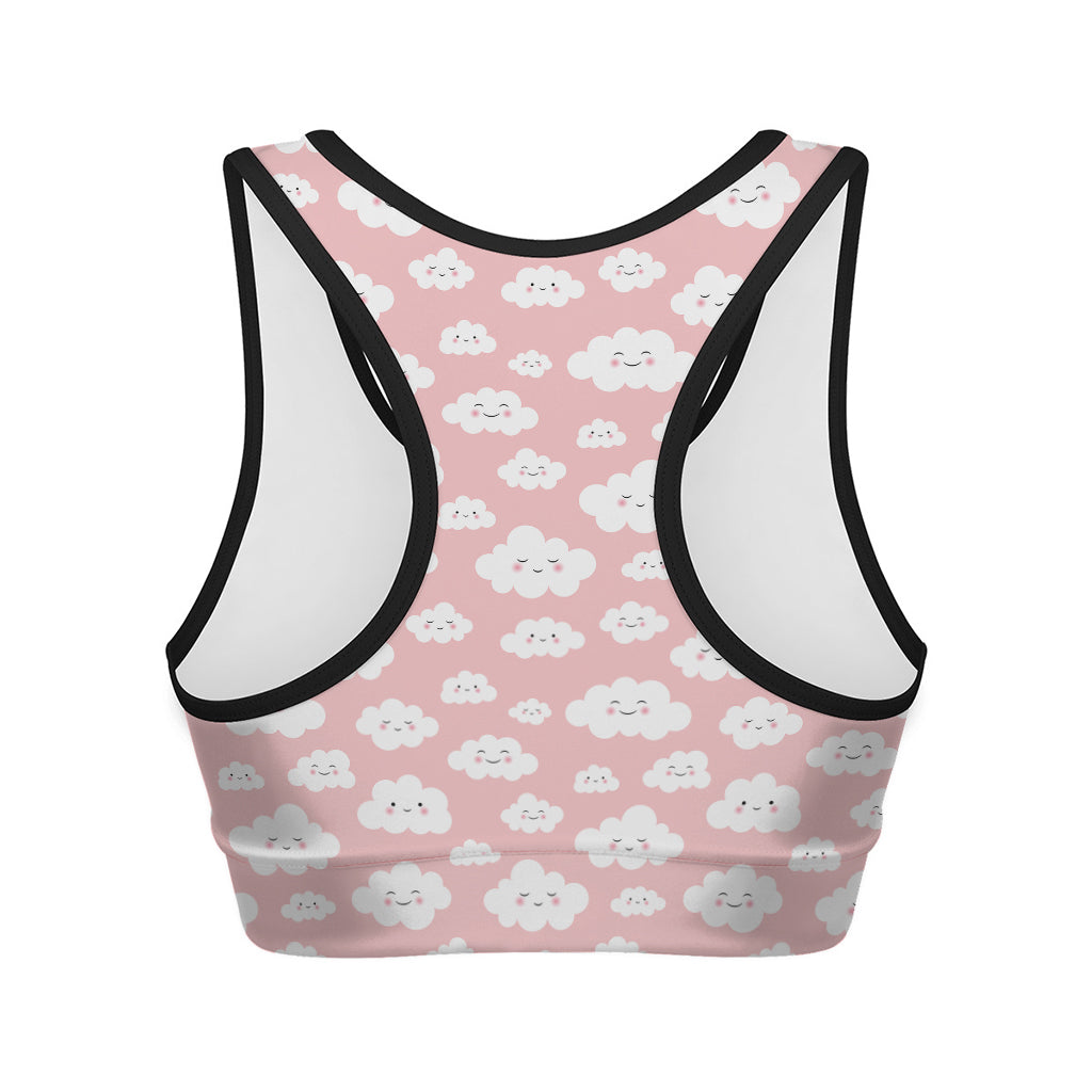 Cute Cloud Pattern Print Women's Sports Bra