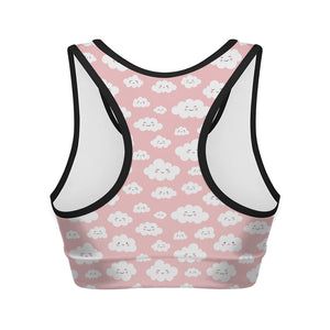 Cute Cloud Pattern Print Women's Sports Bra