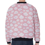 Cute Cloud Pattern Print Zip Sleeve Bomber Jacket