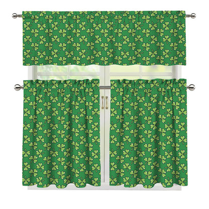 Cute Clover St. Patrick's Day Print 3 Piece Kitchen Curtains