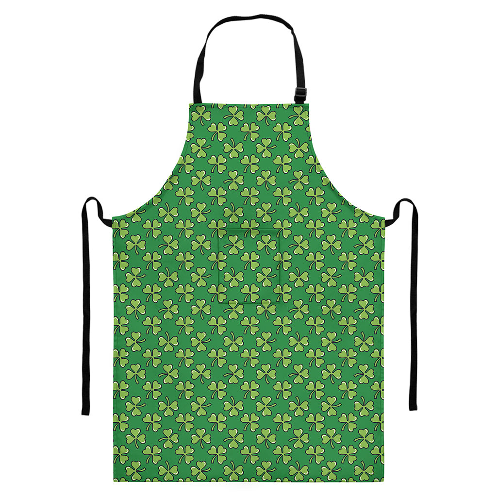 Cute Clover St. Patrick's Day Print Bib Apron With Pocket