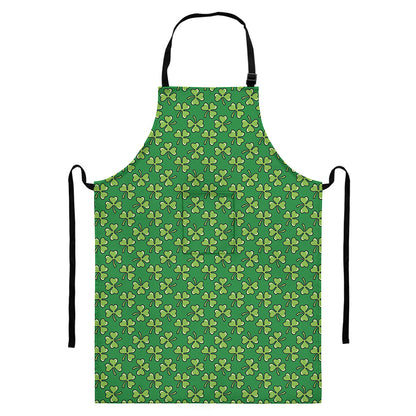 Cute Clover St. Patrick's Day Print Bib Apron With Pocket