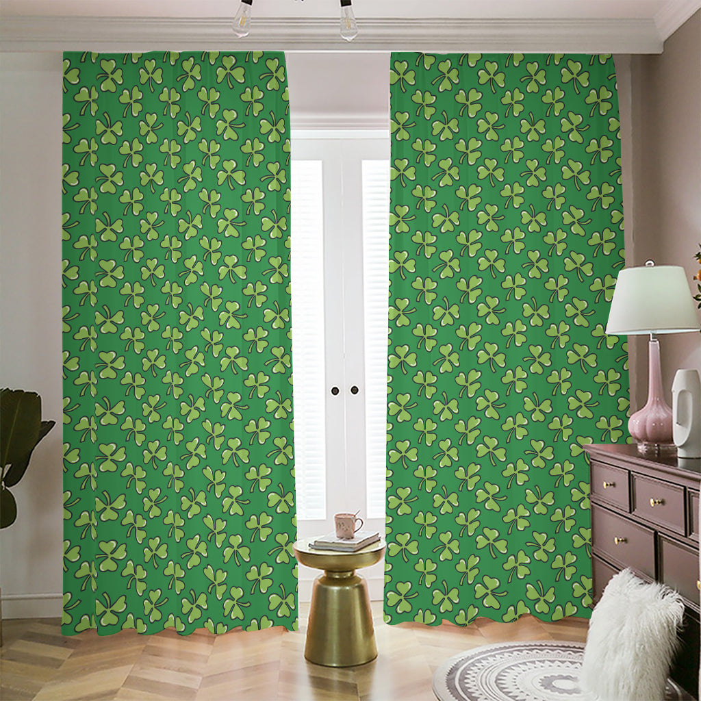 Cute Clover St. Patrick's Day Print Blackout Pencil Pleat Curtains