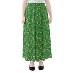 Cute Clover St. Patrick's Day Print Chiffon Maxi Skirt