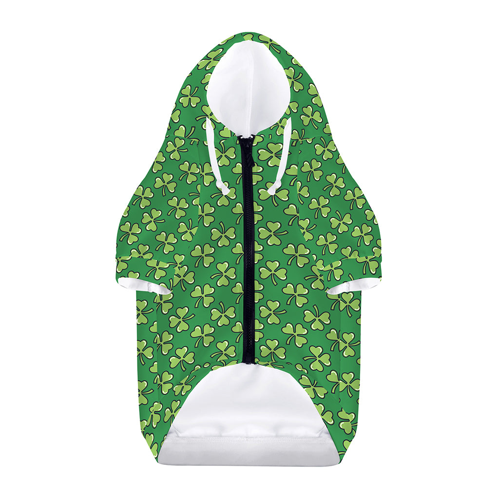 Cute Clover St. Patrick's Day Print Dog Zip Up Hoodie
