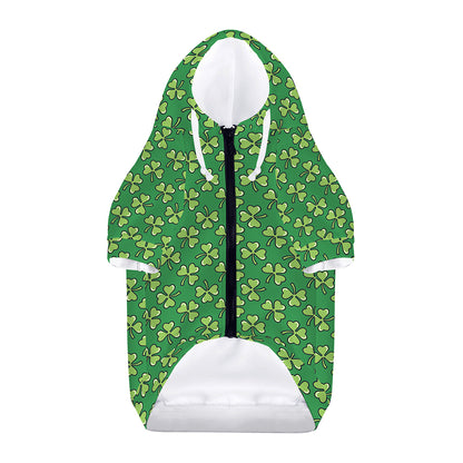 Cute Clover St. Patrick's Day Print Dog Zip Up Hoodie