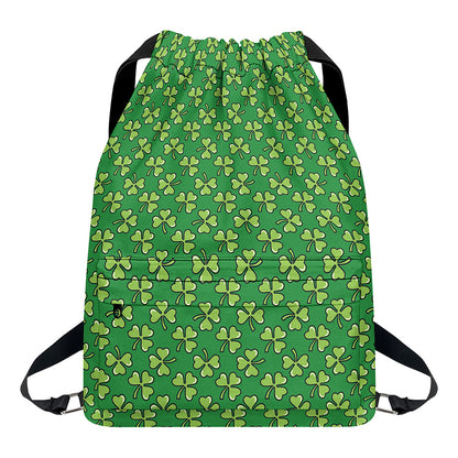 Cute Clover St. Patrick's Day Print Drawstring Backpack