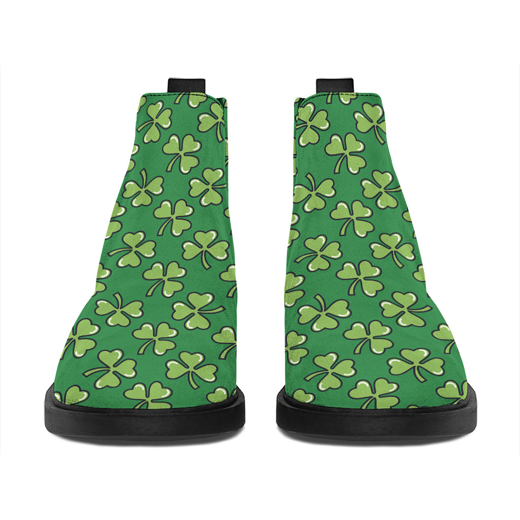 Cute Clover St. Patrick's Day Print Flat Ankle Boots