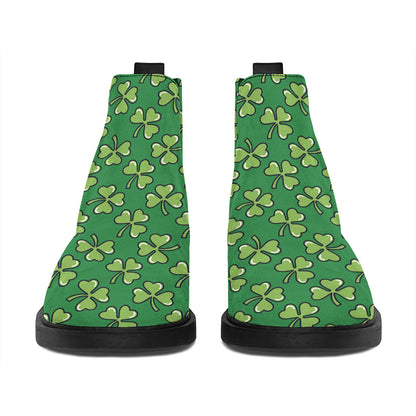 Cute Clover St. Patrick's Day Print Flat Ankle Boots