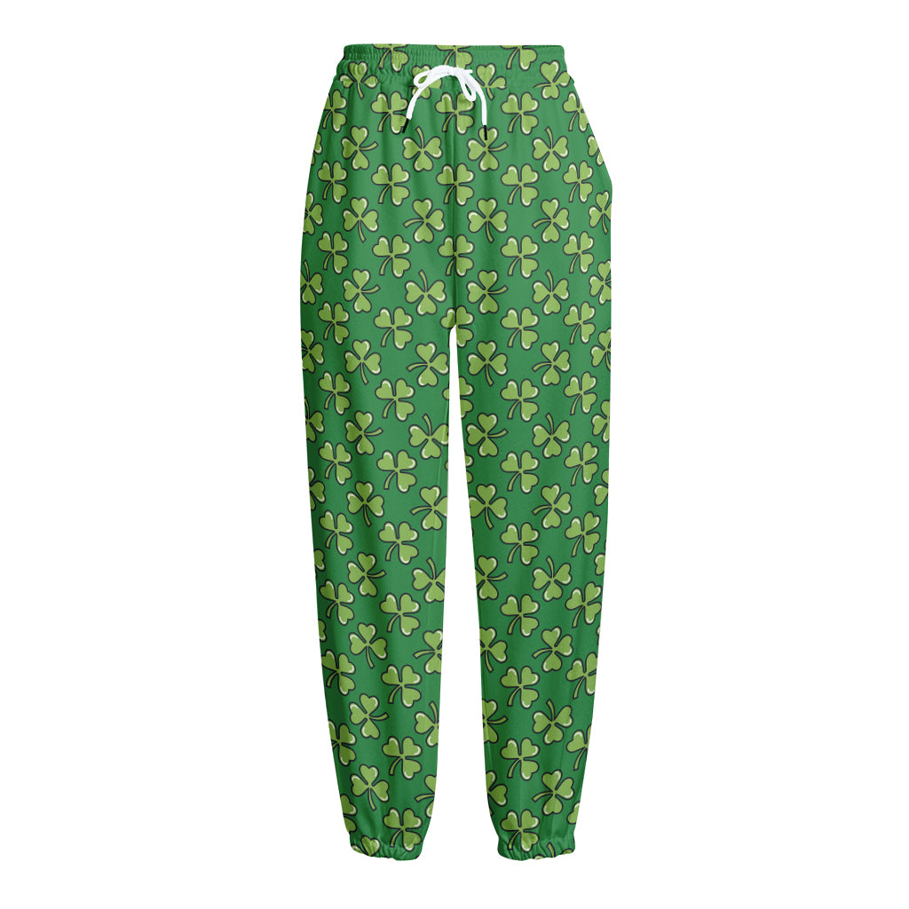 Cute Clover St. Patrick's Day Print Fleece Lined Knit Pants