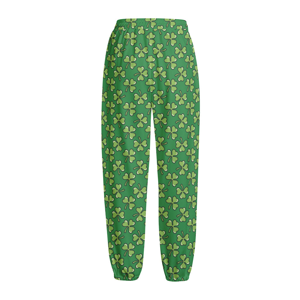 Cute Clover St. Patrick's Day Print Fleece Lined Knit Pants