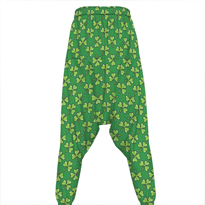 Cute Clover St. Patrick's Day Print Hammer Pants