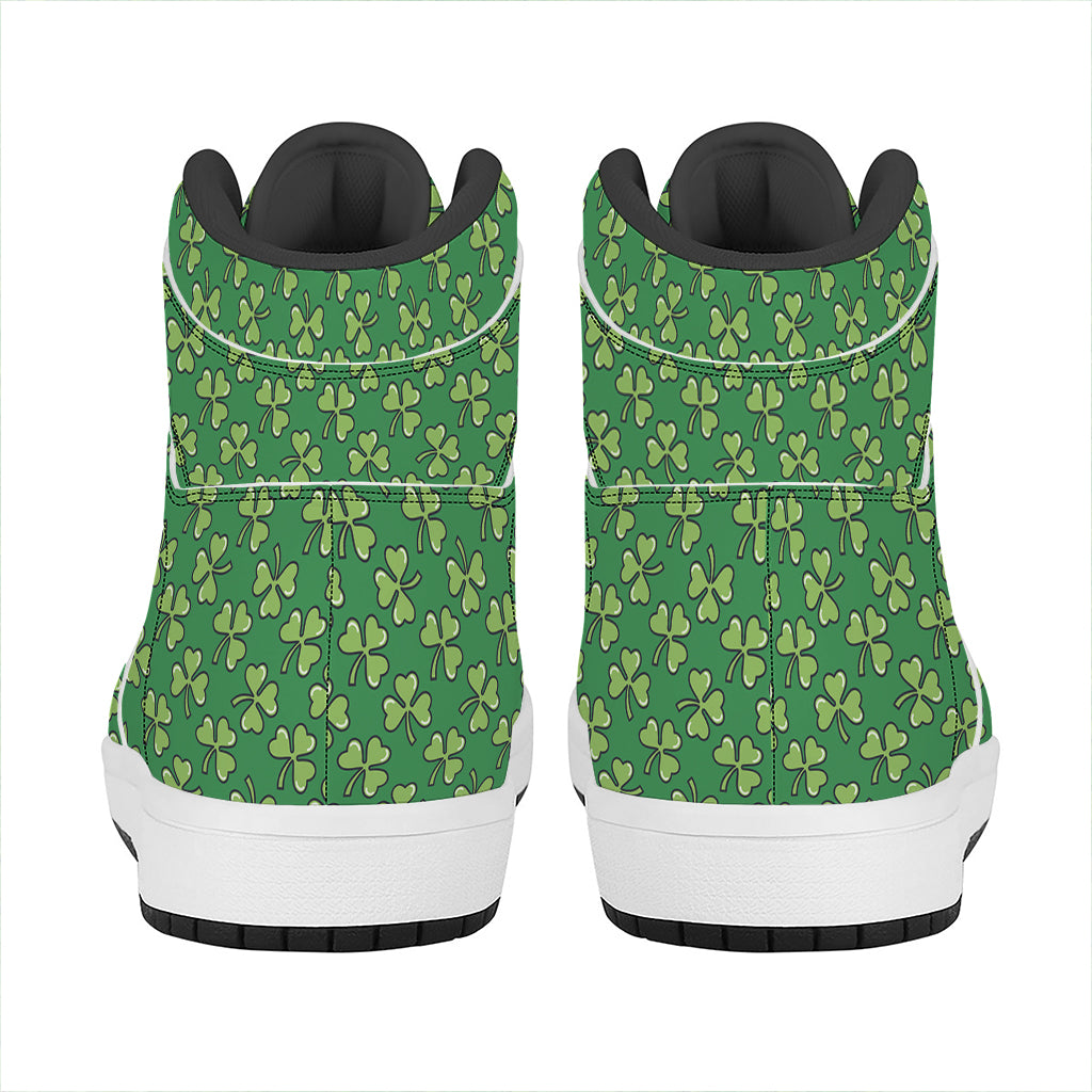 Cute Clover St. Patrick's Day Print High Top Leather Sneakers