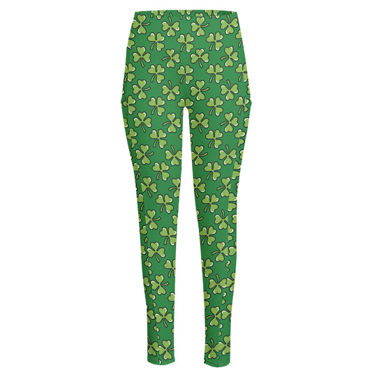 Cute Clover St. Patrick's Day Print High-Waisted Pocket Leggings