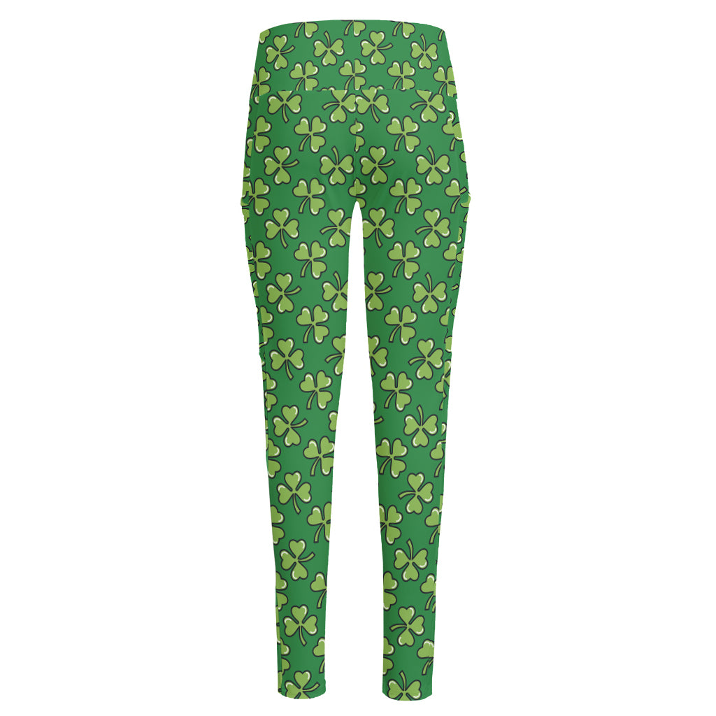 Cute Clover St. Patrick's Day Print High-Waisted Pocket Leggings
