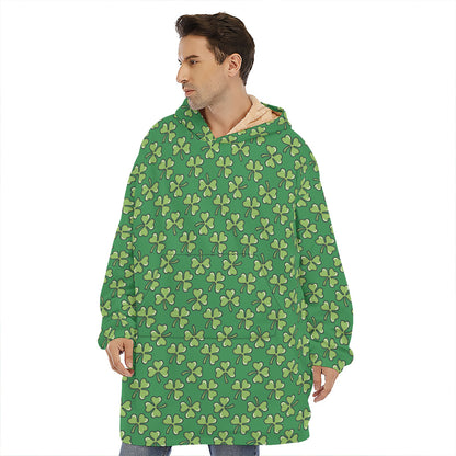 Cute Clover St. Patrick's Day Print Hoodie Blanket