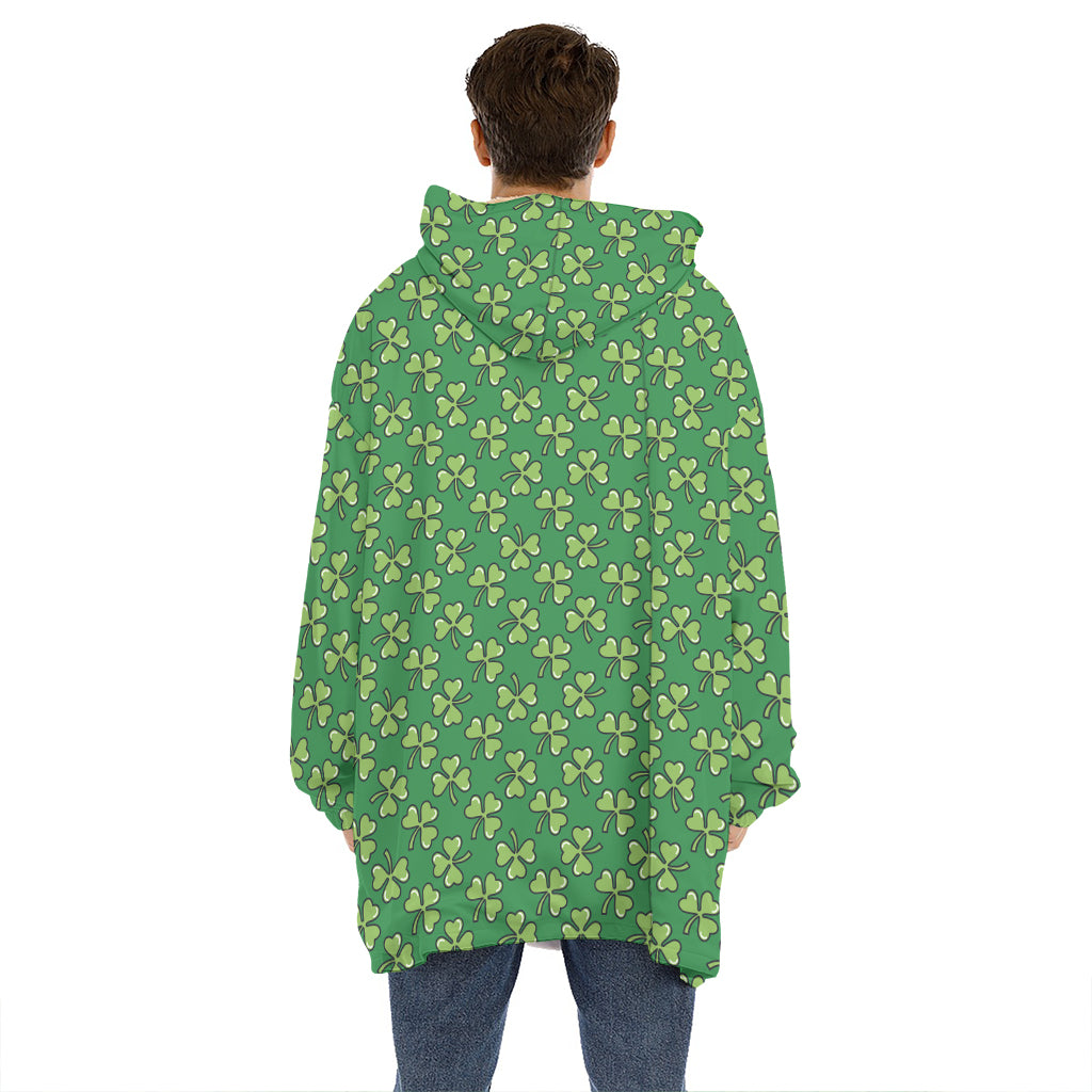 Cute Clover St. Patrick's Day Print Hoodie Blanket