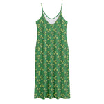 Cute Clover St. Patrick's Day Print Jersey Midi Cami Dress