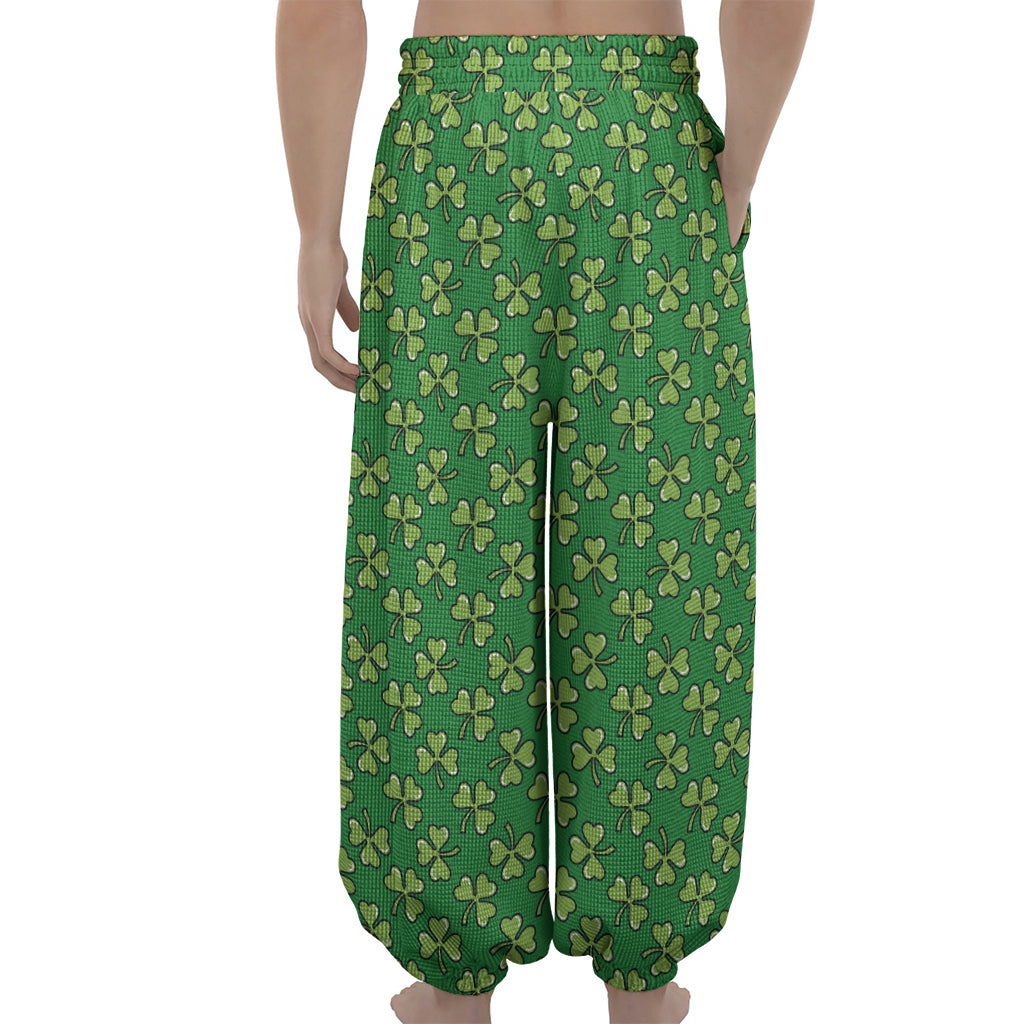 Cute Clover St. Patrick's Day Print Lantern Pants