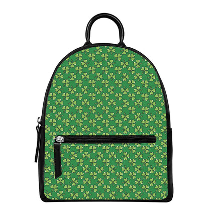 Cute Clover St. Patrick's Day Print Leather Backpack