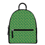 Cute Clover St. Patrick's Day Print Leather Backpack