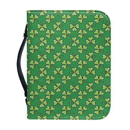 Cute Clover St. Patrick's Day Print Leather Bible Cover