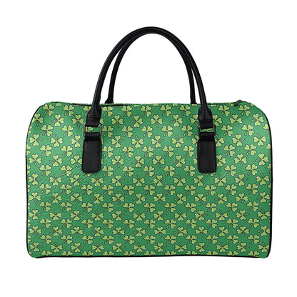 Cute Clover St. Patrick's Day Print Leather Duffle Bag