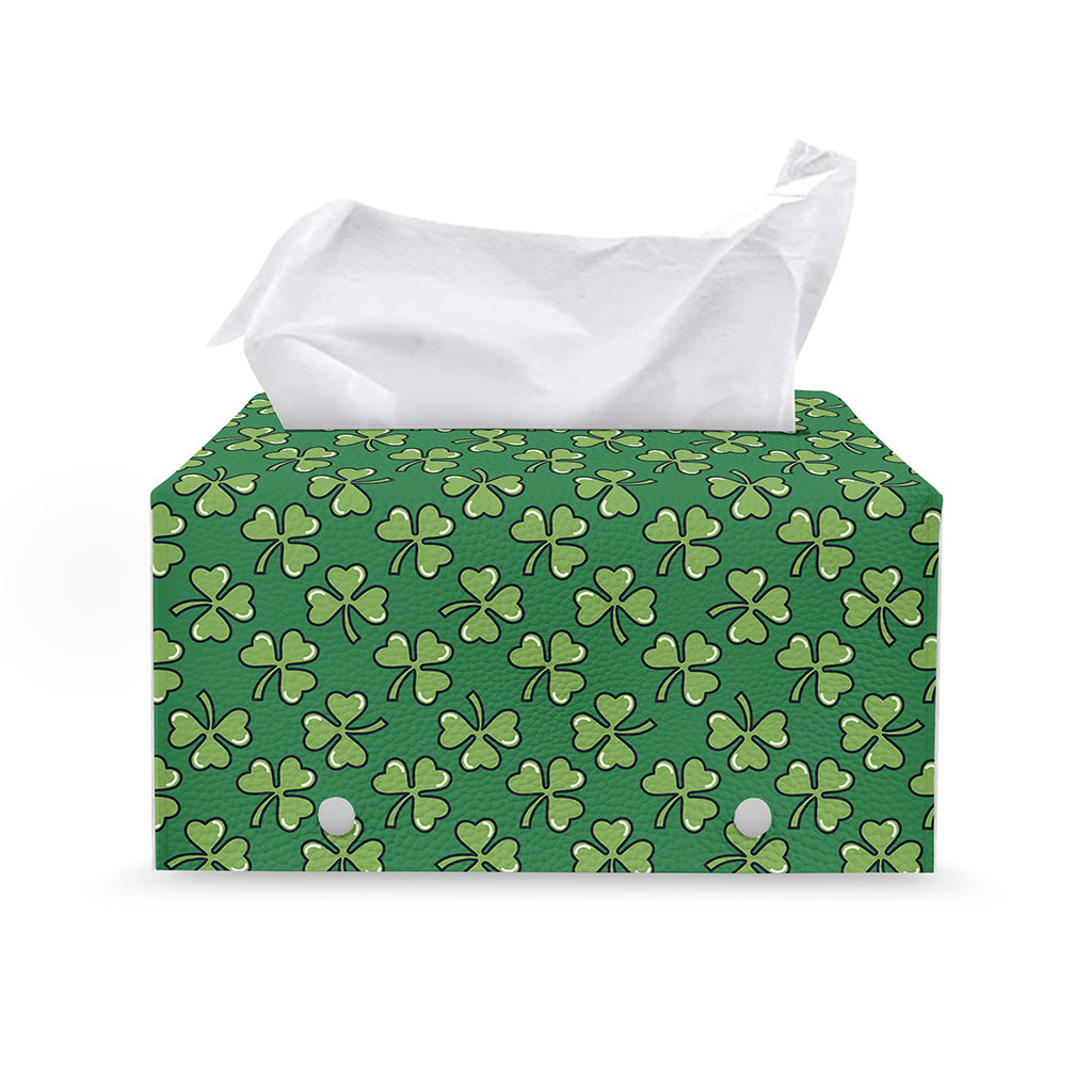 Cute Clover St. Patrick's Day Print Leather Tissue Box Cover