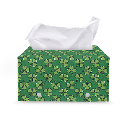 Cute Clover St. Patrick's Day Print Leather Tissue Box Cover