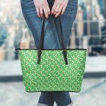 Cute Clover St. Patrick's Day Print Leather Tote Bag