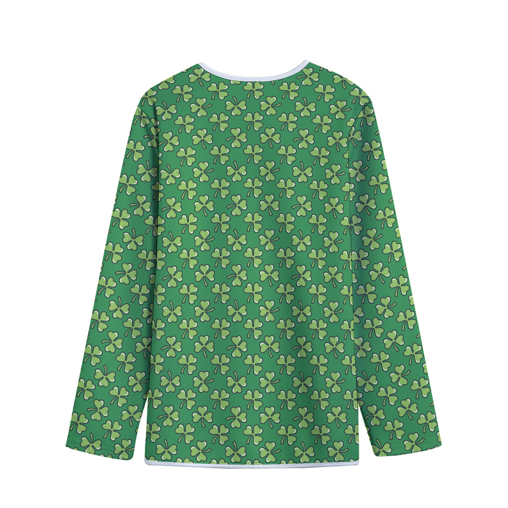 Cute Clover St. Patrick's Day Print Long Sleeve Short Coat
