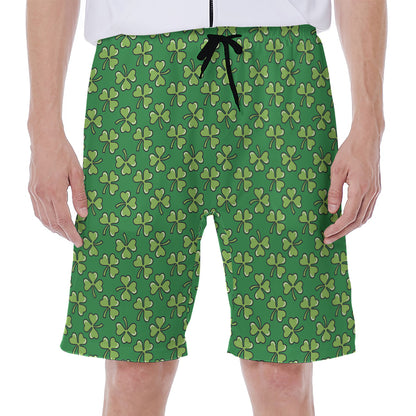 Cute Clover St. Patrick's Day Print Men's Beach Shorts