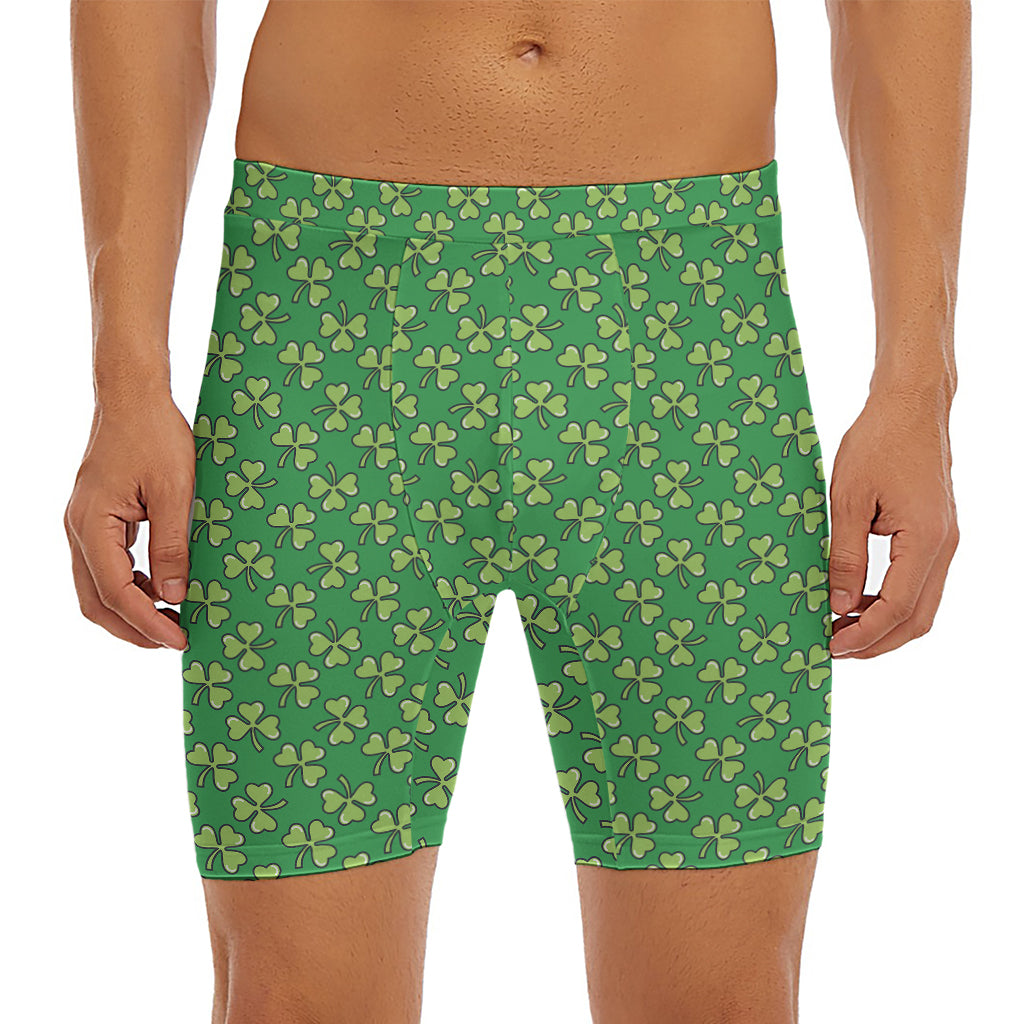 Cute Clover St. Patrick's Day Print Men's Long Boxer Briefs