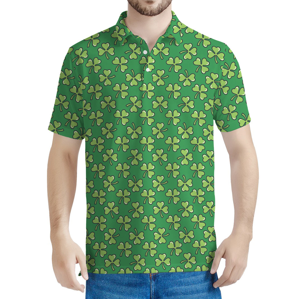 Cute Clover St. Patrick's Day Print Men's Polo Shirt
