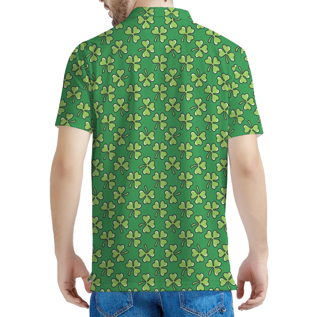 Cute Clover St. Patrick's Day Print Men's Polo Shirt