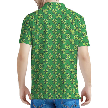 Cute Clover St. Patrick's Day Print Men's Polo Shirt