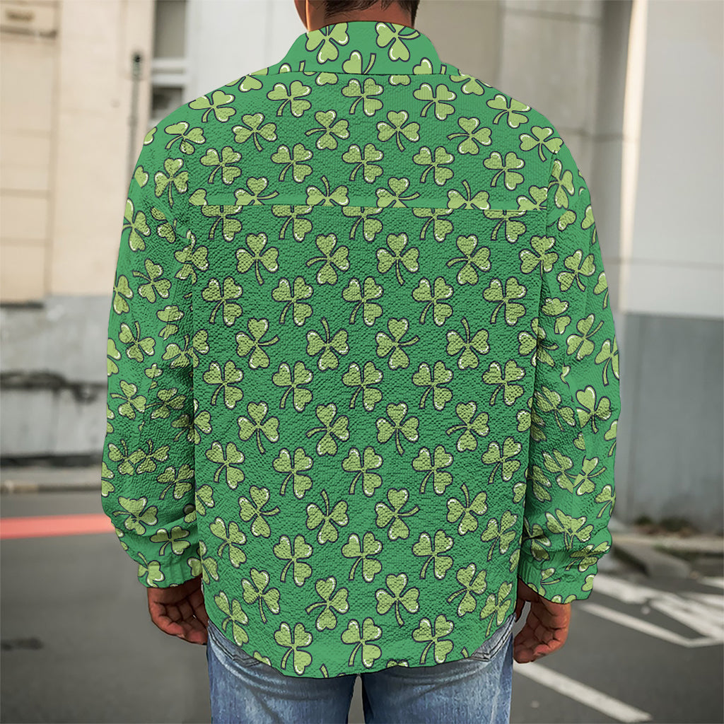 Cute Clover St. Patrick's Day Print Men's Shirt Jacket