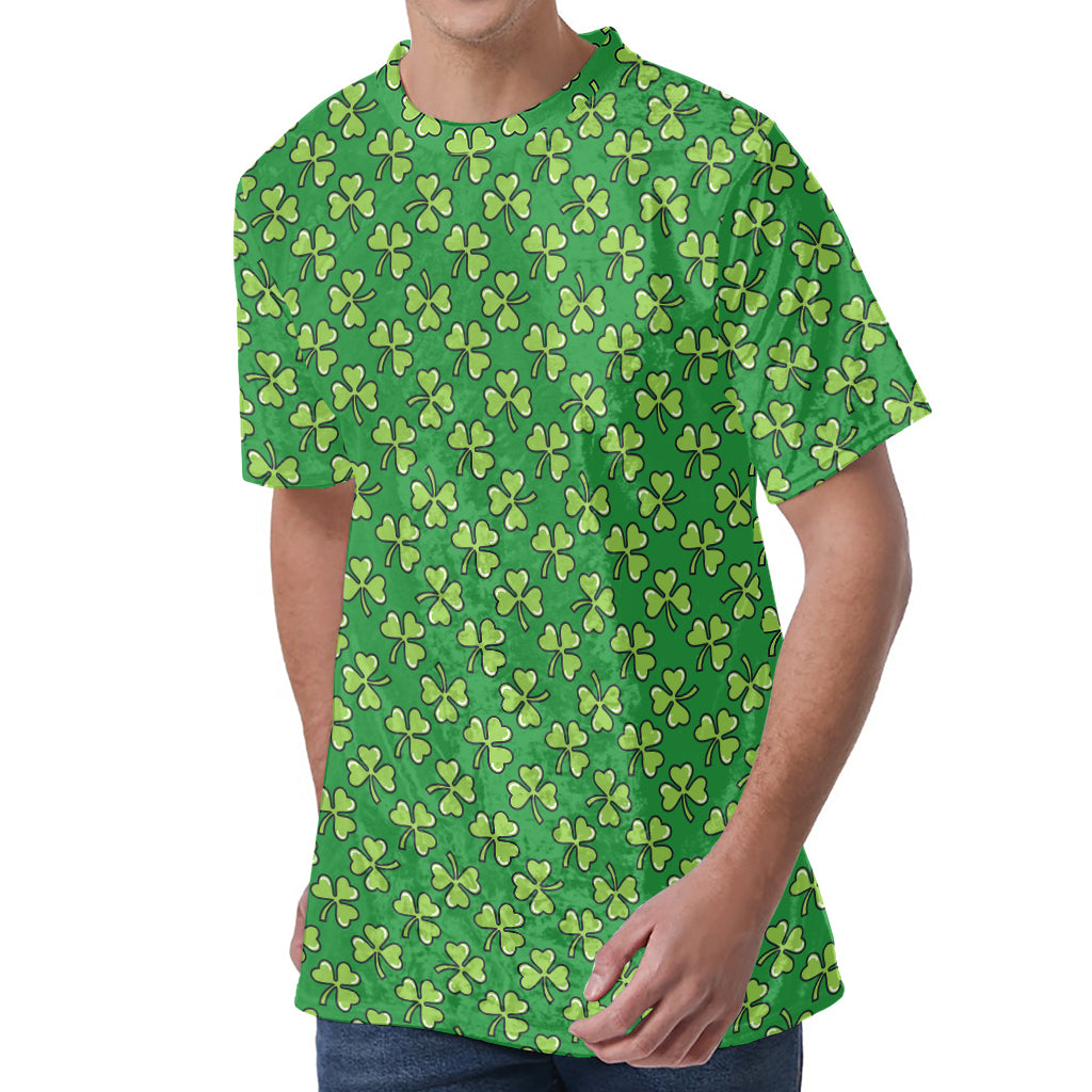 Cute Clover St. Patrick's Day Print Men's Velvet T-Shirt