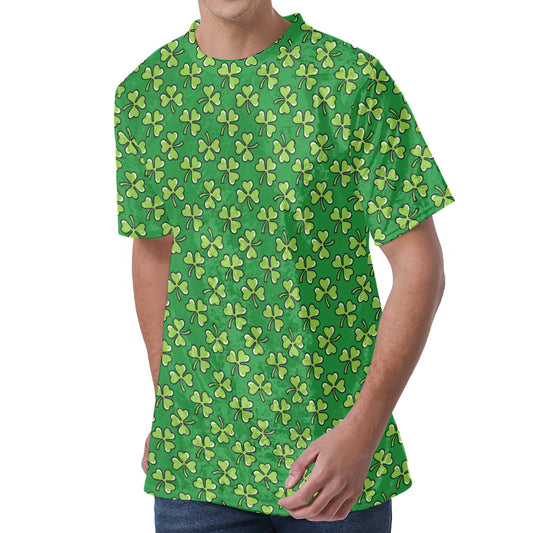 Cute Clover St. Patrick's Day Print Men's Velvet T-Shirt