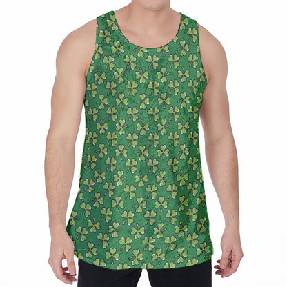 Cute Clover St. Patrick's Day Print Men's Velvet Tank Top