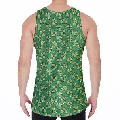 Cute Clover St. Patrick's Day Print Men's Velvet Tank Top